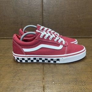 Vans Ward Old Skool Red Checkered Sole Sneakers Shoes, Youth Size 5